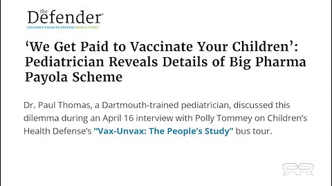 COVID-19 Vaccines | Is There a Financial Incentive to Murder & Poison American Children? + "We Get Paid to Vaccinate Your Children." - Dr. Paul Thomas + 147 Tickets Remain for June 7-8 Detroit ReAwaken America Tour!!!
