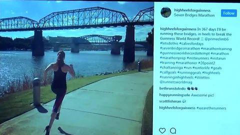 Tennessee woman breaks world record for running marathon in heels