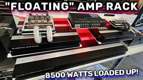 8500 Watts Loaded Up! "Floating" Steel Plate Amp Rack Bedlined, LED's, Amps Mounted