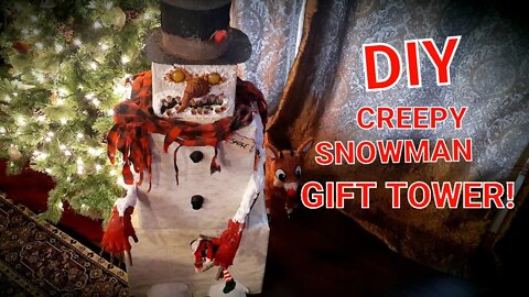 #diy How To Make A CREEPY SNOWMAN Gift Tower with Glow-In-The-Dark Eyes!