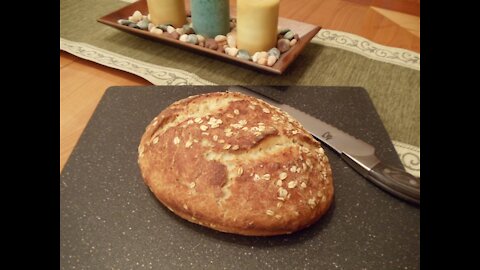 No-Knead Honey Oatmeal Bread (Easy... No Mixer... No Yeast Proofing)