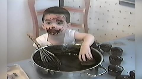 "Tot Boy Makes Chocolate Muffins And Gets Chocolate All Over Himself"