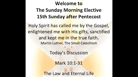 21-09-05 Sunday Morning Elective Discussion - Mark 10:1-31