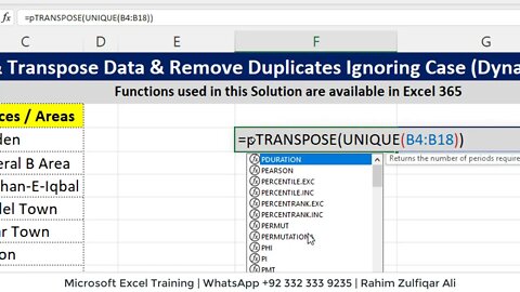 Summarize & Transpose Data & Remove Duplicates Ignoring Case (Dynamic Array Formula) in Excel