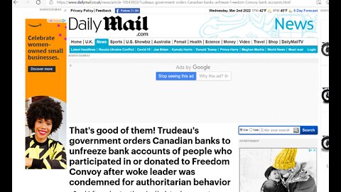 Liberty Conspiracy - Trudeau 'Unfreezes' Accts of Convoy Supporters, Troubling Lessons - 3-2-22