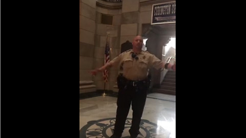 Off-Duty Deputy Sings National Anthem In An Empty Courthouse
