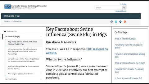 Swine Flu, the first attempt for complete control - Courtesy of Dave Cullen