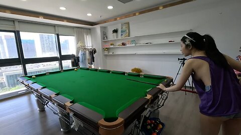 Asian Girls Playing Snooker