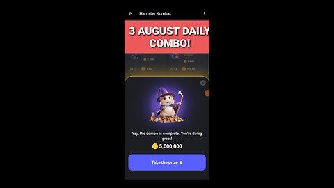 3 AUGUST DAILY COMBO! HAMSTER KOMBAT