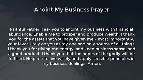 Anoint My Business Prayer (Prayer for Success and Prosperity in Business)