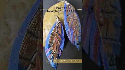 BLUE CROSS, 4 inch leather feather earrings