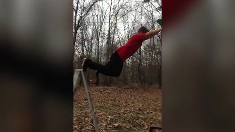 Young Boy’s Hilarious DIY Zip Line Fail