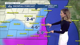 Snow moves in Saturday midafternoon continues into Sunday