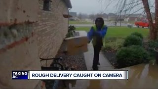Amazon delivery driver caught on video throwing package full of gifts