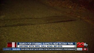 Kern County Sheriff's Office searching for two suspects after man was stabbed, then he and a woman were hit by a car