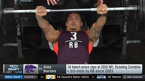 Alex Barnes does 34 bench press reps at the 2019 NFL Scouting Combine