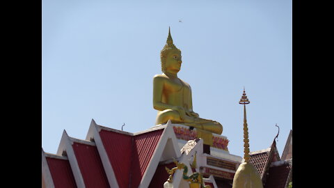 Temples in Nong khai on the Banks of the Mekong River with View to Laos
