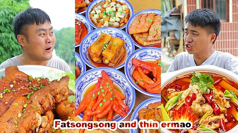 mukbang | Man Han Banquet | Wild pepper fish | cooking videos | village cooking | songsong and ermao