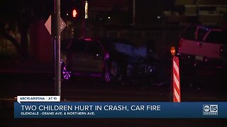 PD: 3 kids hospitalized after fiery crash in Glendale