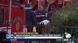 Man wearing hospital gown found dead near facility