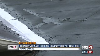 Homeowner says roofing contractor didn't finish job