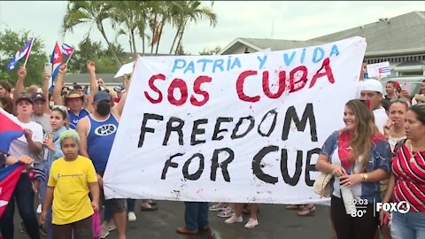 Hundreds in Cape Coral protest Cuban government, call for U.S. intervention