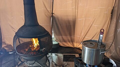 Boiling maple sap to turn it into syrup and game night