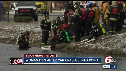 Car crashes into retention pond on city's SE side; woman pulled from water identified