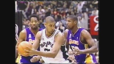 Tim Duncan 20 Points 4 Ast 3 Blk Vs. Lakers, 2001-02.