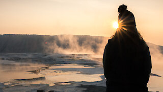 Sunrise at Mammoth Hot Springs