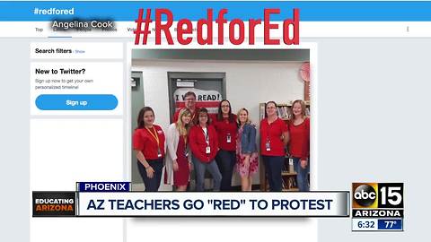 Teachers go "red" to protest low wages