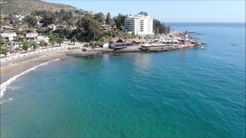 Aerial view Papudo beach and city in Chile