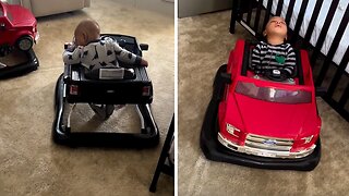 Sleepy Twin Babies Adorably Drift Off To Dreamland During Playtime