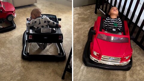 Sleepy Twin Babies Adorably Drift Off To Dreamland During Playtime