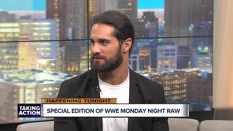 Seth Rollins in studio ahead of WWE RAW in Detroit