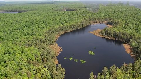 Aerial Drone Footage of Cloverleaf and Teal Lake, on the Adams Trail. Near Grand Marais, Michigan