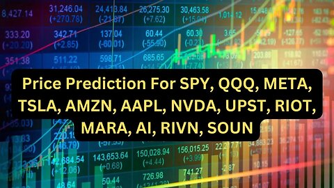 Short Term Price Prediction: SPY, QQQ, META, TSLA, AMZN, AAPL, NVDA, UPST, RIOT, MARA, AI, RIVN SOUN