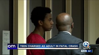 Teen charged as an adult in fatal crash