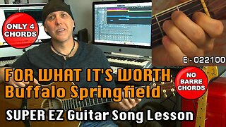 Super Easy Guitar Song Lesson learn For What It's Worth by Buffalo Springfield