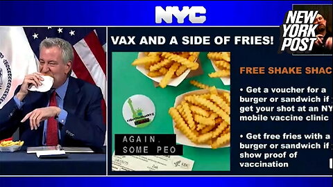 Flashback: NY Mayor Bill De Blasio eats and offers Free Fries and a Burger if you get Vaxxed