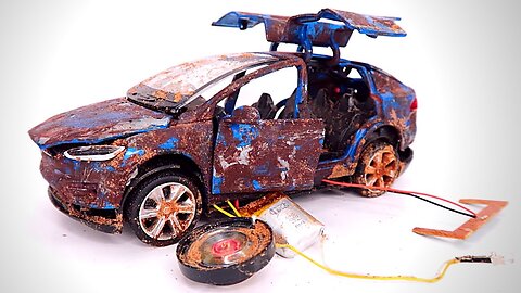 Diecast Restoration Customization Damaged Tesla Model X Abandoned Diecast Car Resurrection