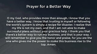 Prayer for a Better Way (Prayer for Success and Prosperity in Business)