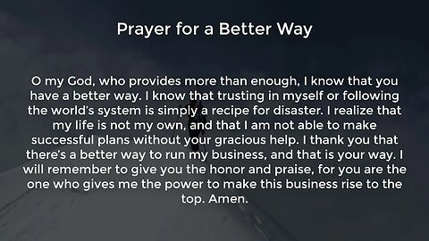 Prayer for a Better Way (Prayer for Success and Prosperity in Business)