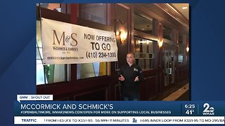 McCormick and Schmick's says "We're Open Baltimore!"