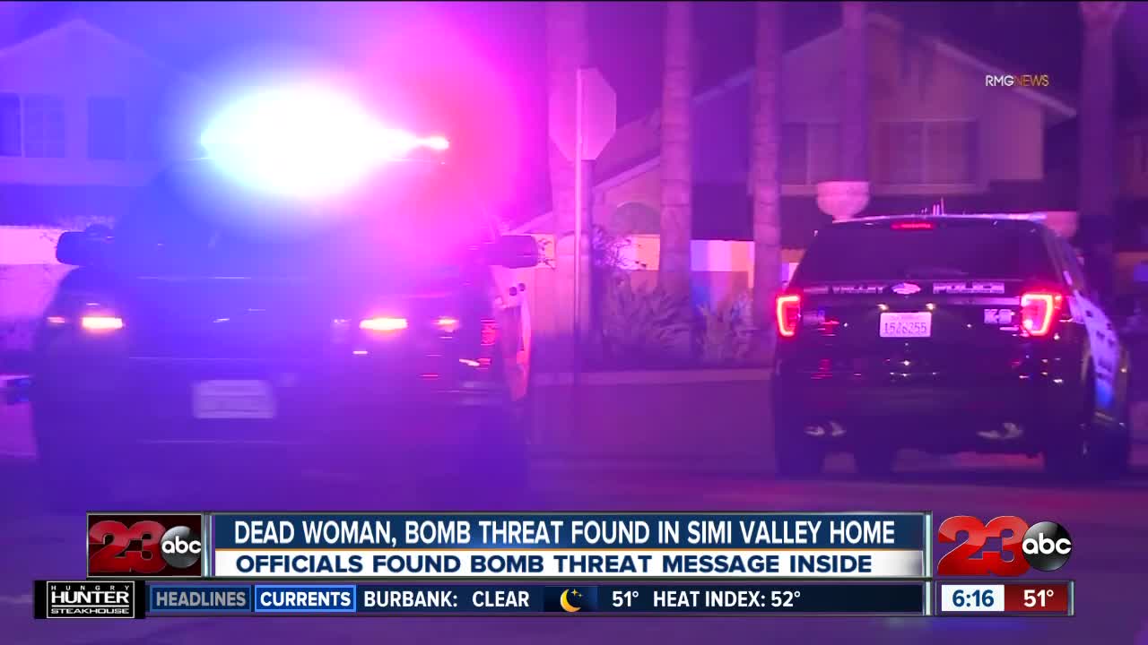 Dead Woman, Bomb Threat Found in Simi Valley Home