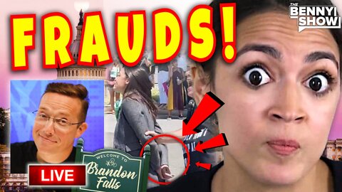 AOC PRETENDS to be *Handcuffed* in FAKE Arrest with FRAUD Squad, "Brandon Falls" Becomes a Landmark
