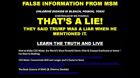 TRUMP WAS RIGHT AGAIN! CHLORINE DIOXIDE MIGHT SAVE YOUR LIFE! LEARN AND LIVE