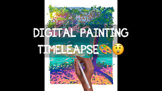 Stunning digital painting timelapse 🌳🌱🌊🎨