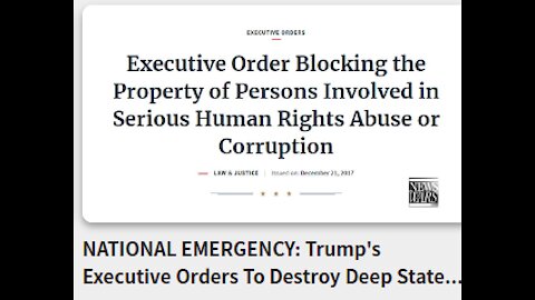 NATIONAL EMERGENCY: Trump's Executive Orders To Destroy Deep State Criminal Cabal