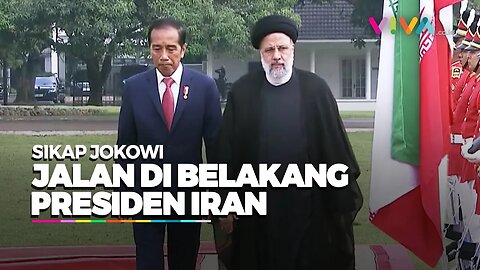 Jokowi Sesekali Jalan di Belakang Presiden Iran Saat 'Keliling' Istana